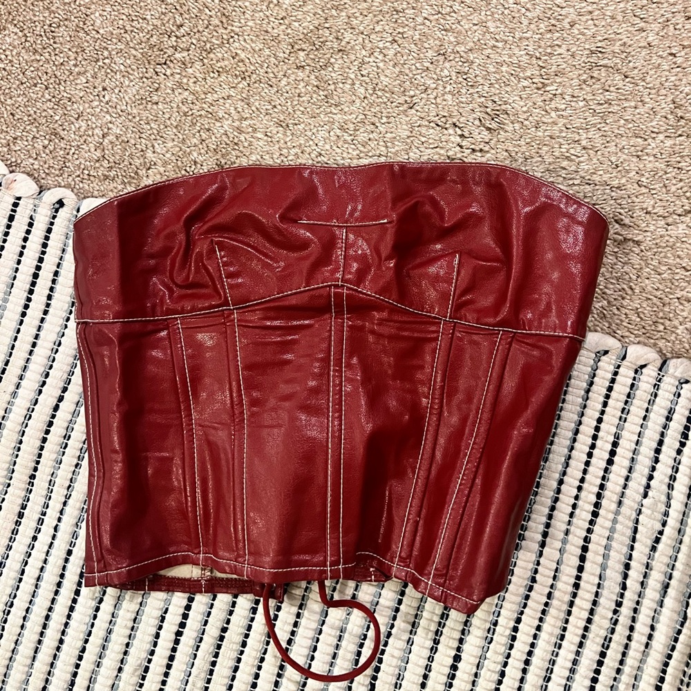 Edikted Red Faux Leather Top
